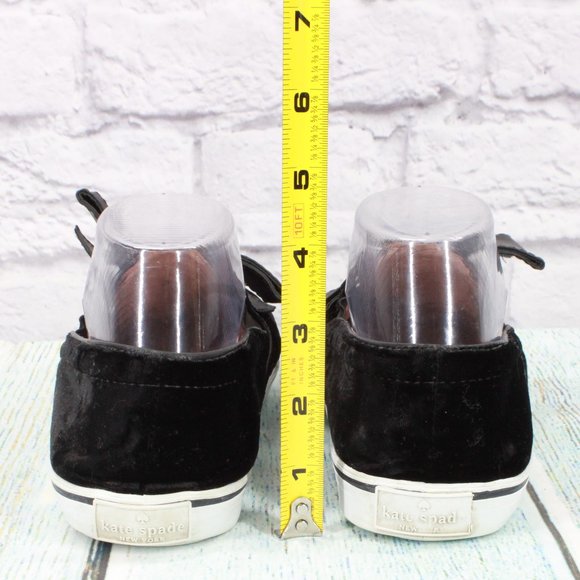 Kate Spade Delise Black Velvet Leather Bow Loafer Flat Sneaker Shoes Size 8 B - Picture 7 of 9